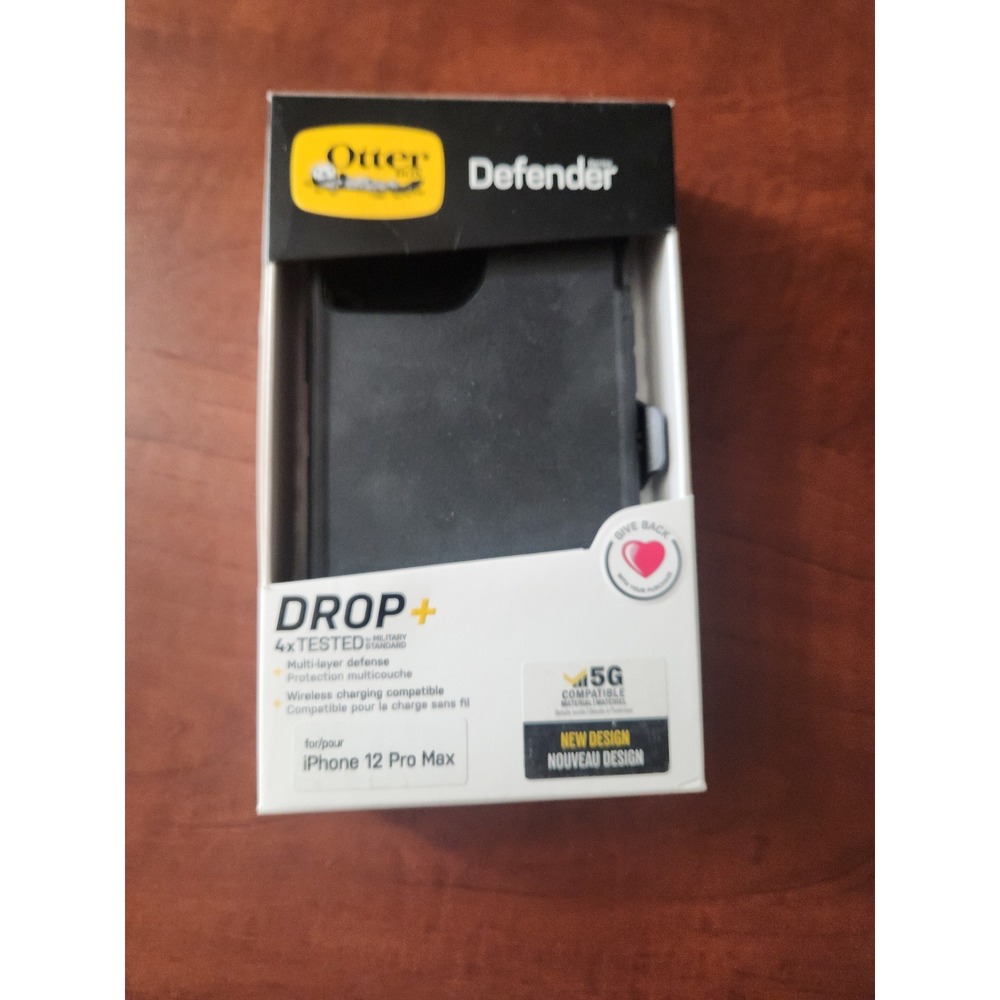 New OtterBox Defender iPhone 12 Pro Max Case Black Rugged Holster 77-65449